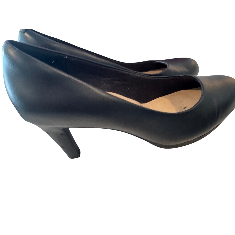 Clarks Collection Adriel Viola Black Leather Platform Pumps Heels Size 9.5 M